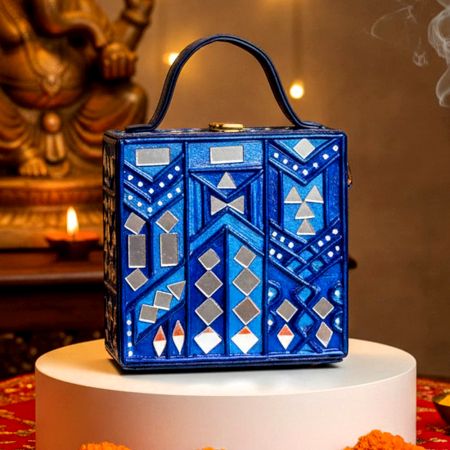 Handcrafted Vegan Leather Azure Lippan Mirror Sling Bag